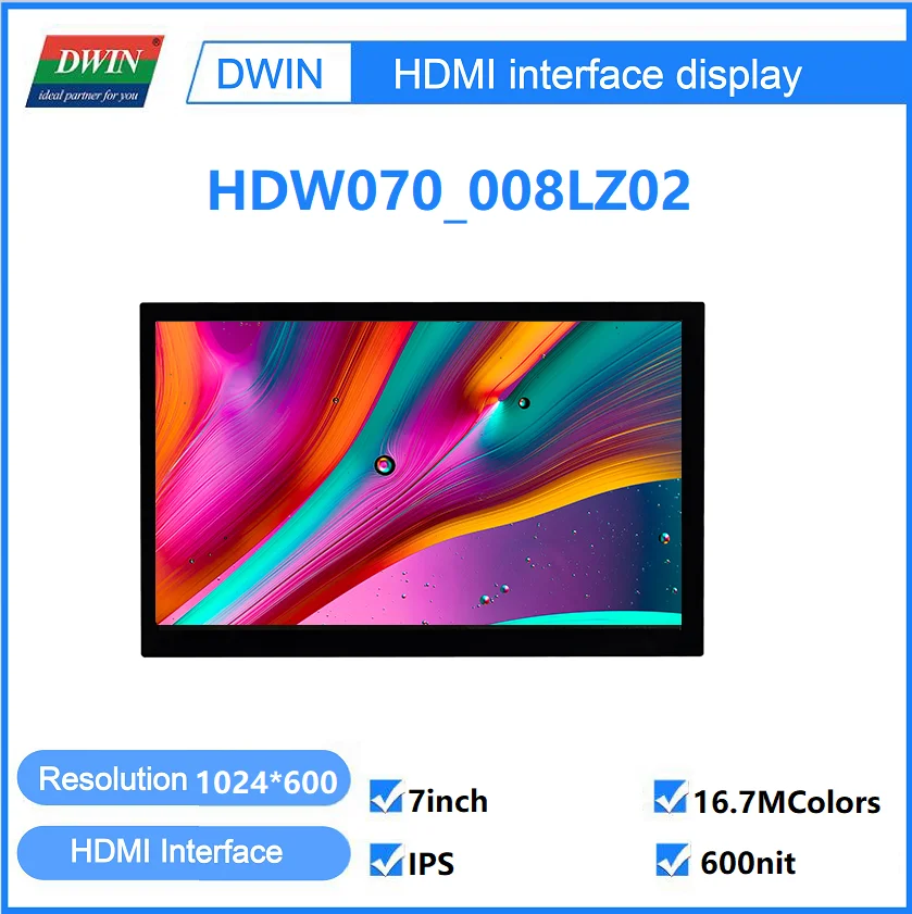 

7-дюймовый емкостный сенсорный экран DWIN 1024*600 IPS TFT LCM для Raspberry Pi 4 с 600nit hdw070 _ 008lz02