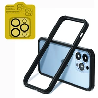 black thin bumper case for iphone 12 pro max 13pro 13 soft phone frame with lens tempered glass camera protector