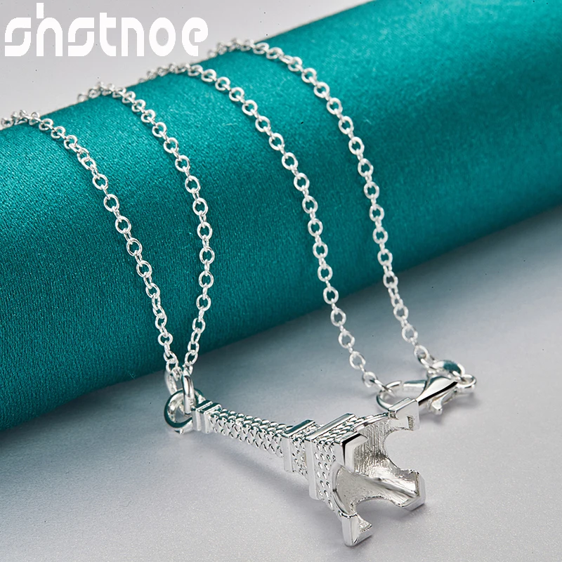 Цепочка SHSTONE из серебра 925 пробы с подвеской в виде Эйфелевой башни 16-30 дюймов