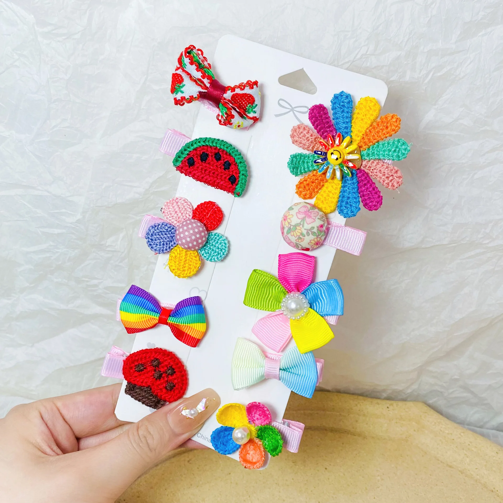 

New Hotsale 10pcs/set Children Hair Clips Floral Bow Baby Hairgrips Metal Barrettes Hair Accessories WLC096