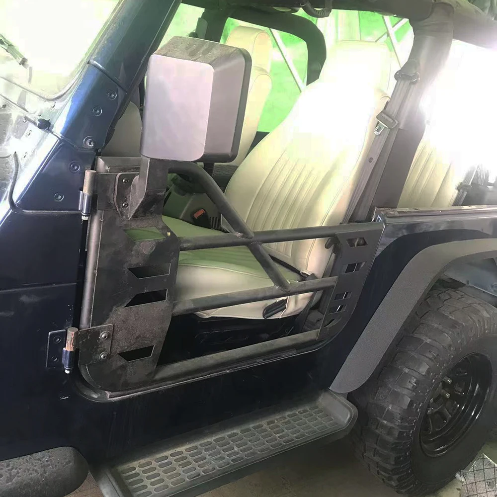 Фото Полудвери стальные черные с 2 зеркалами для Jeep Wrangler TJ 1997-2006 2-дверные T010 SXMA №1
