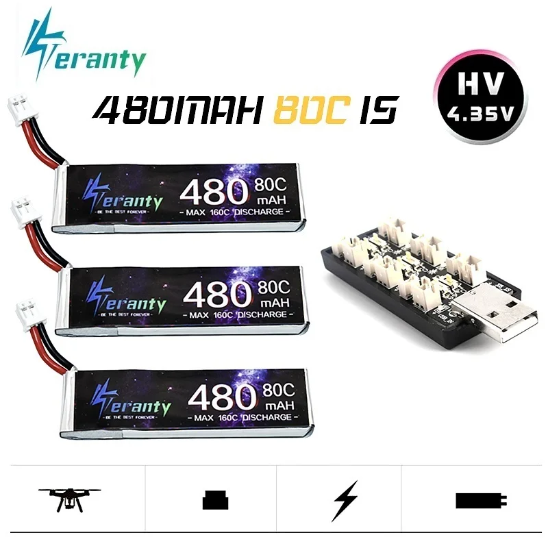 

3,8 в 1S 480 мАч 80C/160C HV 4,35 в литий-полимерный аккумулятор + зарядное устройство для FPV гоночного дрона M80S Tiny7 Beta75S Emax Tinyhawk Snapper7 PH2.0