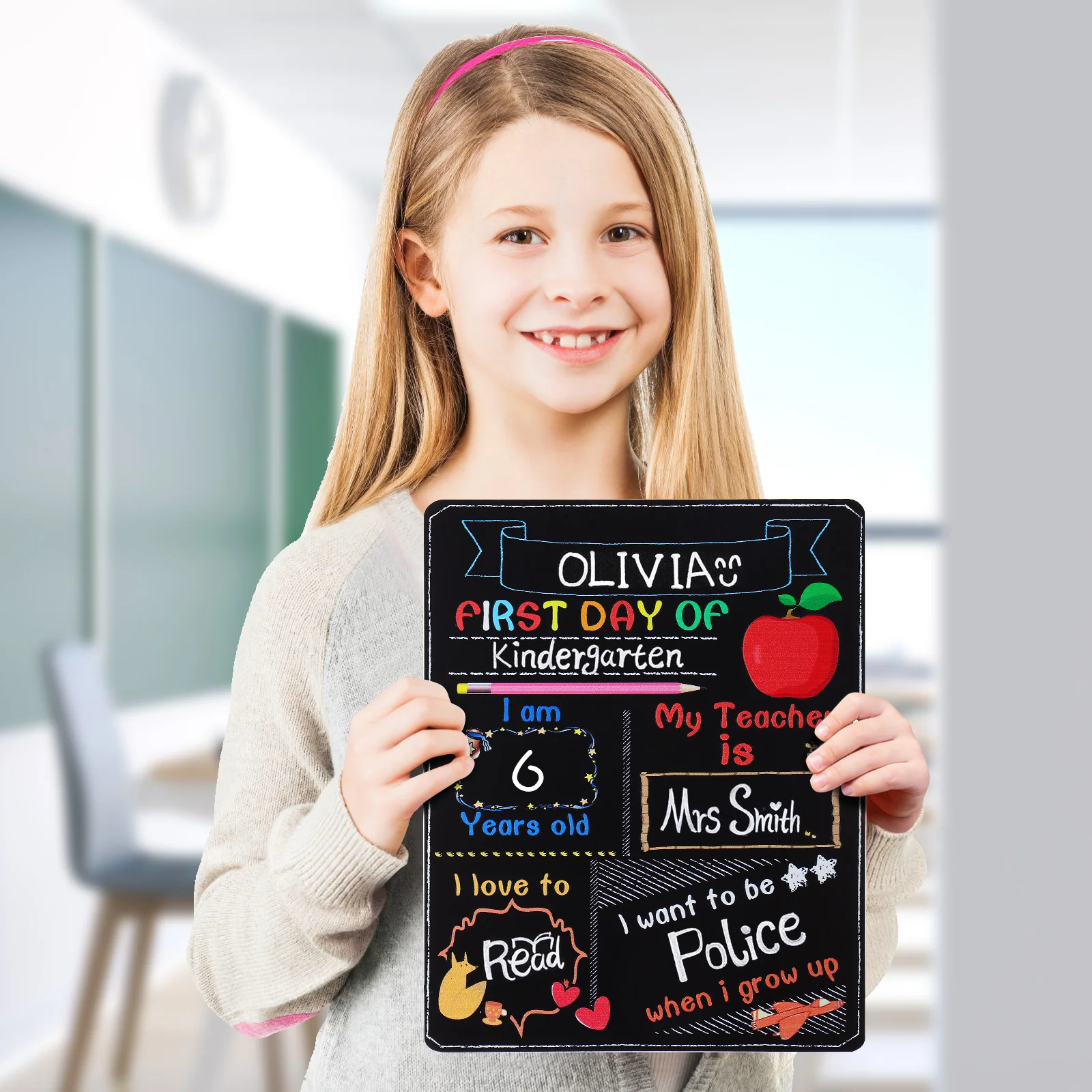 

The Sign Student School Supplies Kids Back Wooden Double-Sided Printing Chalkboard Billboard