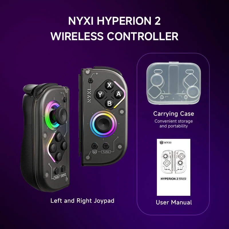 Фото Беспроводной контроллер переключателя NYXI Hyperion 2 с джойстиком Холла, регулируемой вибрацией RGB №1