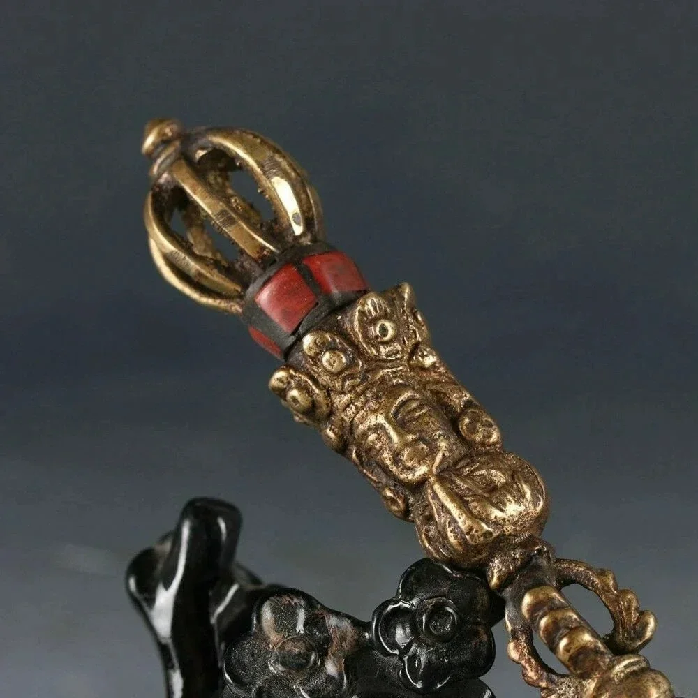 Старый тибетский буддизм Fane Медный и перегородчатый пестик Ваджра Экзорцизм