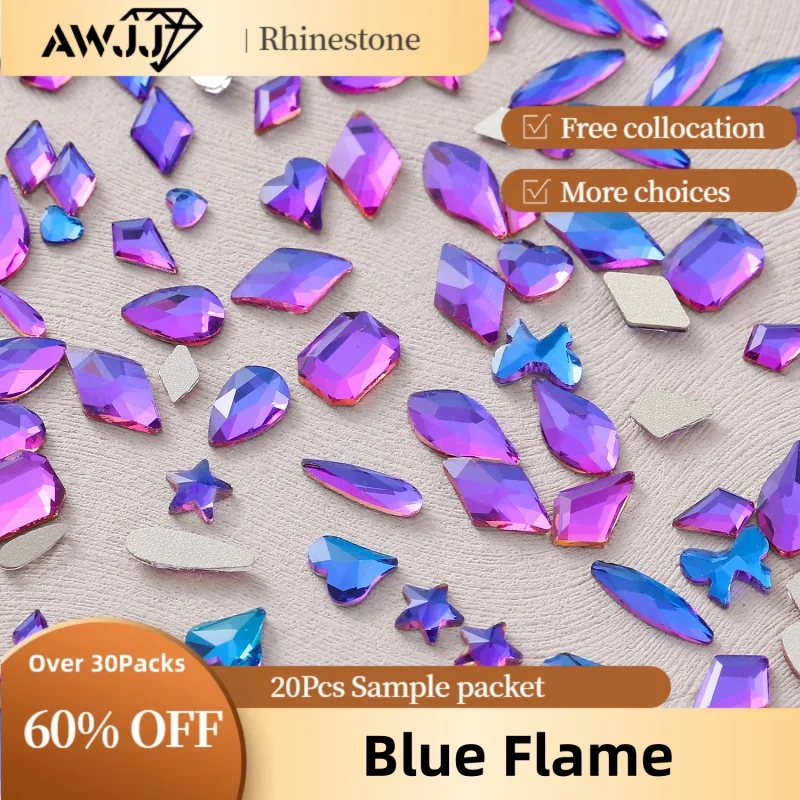 20 шт. градиент синего пламени различные формы самоклеящиеся прецизионные для