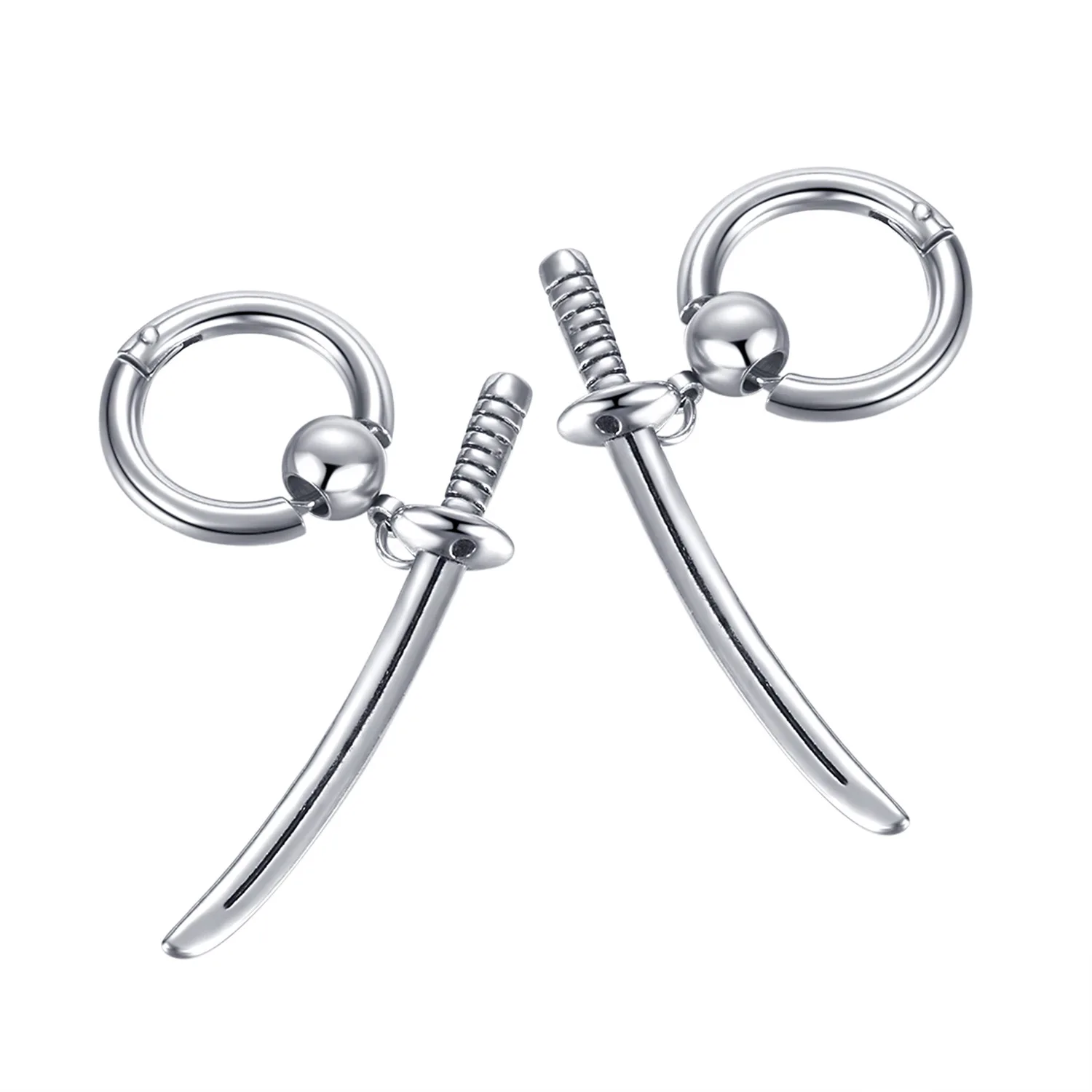 

Jewelry European and American Retro Trend Personality Hip Hop Street Tassel Sword Stainless Steel Stud Earrings Couple Earrings