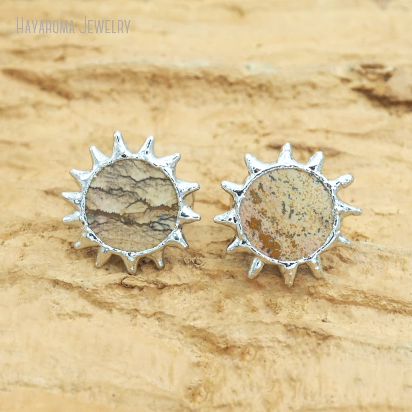 2шт полудрагоценный камень изображение яшмы бриллиант Y2k оптовая продажа