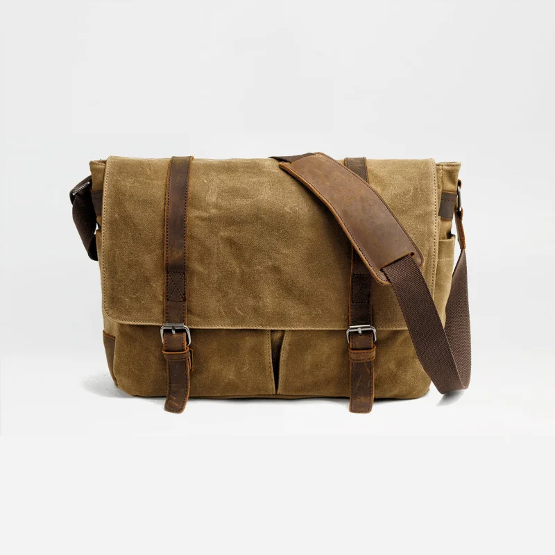 

Europe Laptop Waterproof Canvas Travel Crossbody High Waxed Quality Male Vintage Bag Men Style Shoulder Bag Bag Working Outdoor