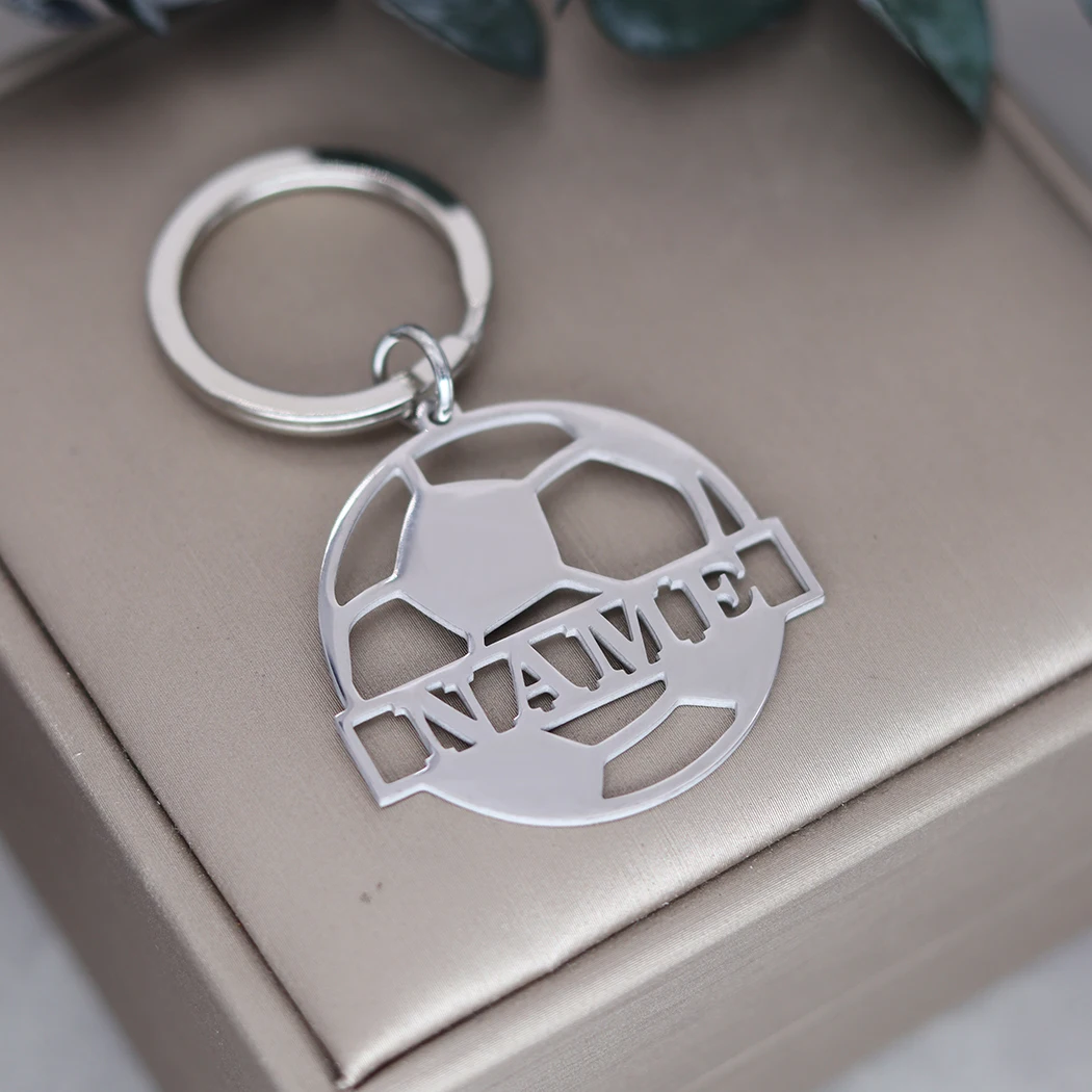 Футбольный брелок из нержавеющей стали с индивидуальным именем для женщин и