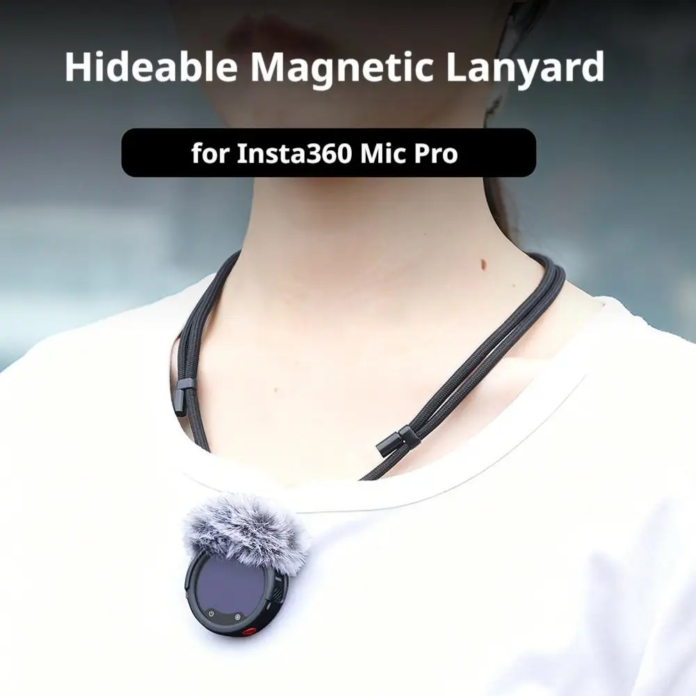 Фото Невидимый магнитный подвесной шнур для микрофона Insta360 Mic Pro, совместимый с Shadow Stone, аксессуар для ношения на шее №2