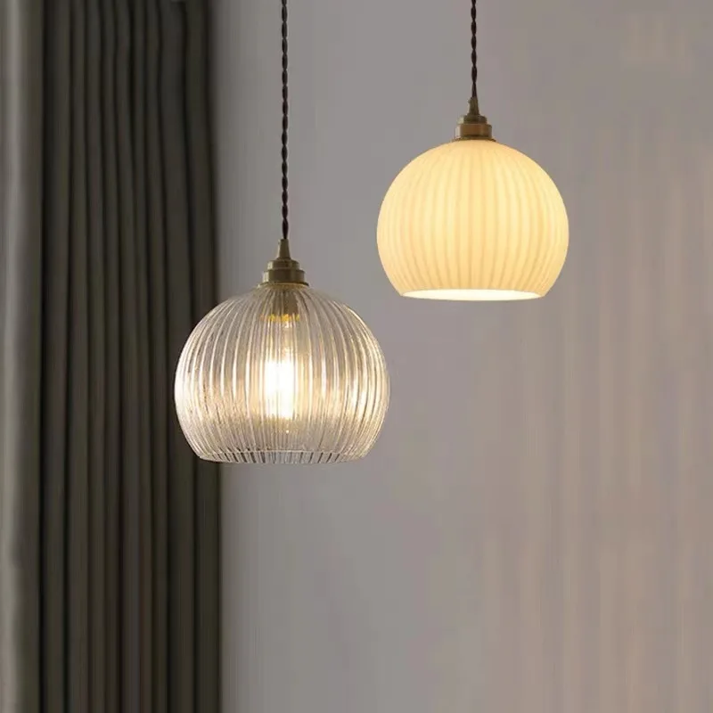 

Nordic Glass Pendant Light Pendant Lamp Copper Lamp Brass Creative Minimalist E27 Transparent Lampshade For Restaurant Light