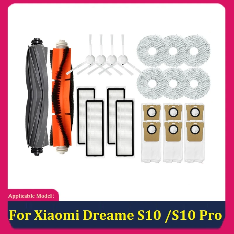 

1 Set Main Side Brush HEPA Filter Mop Cloth Dust Bag For Xiaomi Dreame S10 / S10 Pro Robotic Replacement