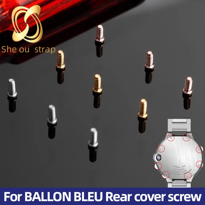 Фото Black Gold Silver Case Accessories For Cartier Blue Balloon Watch Back Cover Screws Straight Slot Small Screw for Bottom Cover №1