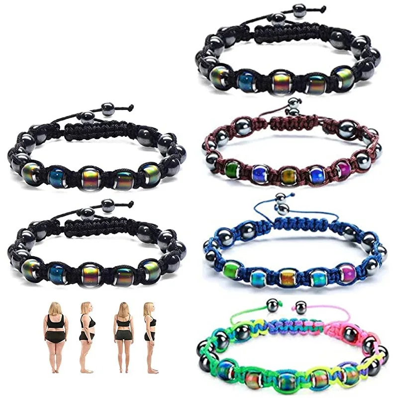 

Changing Color Mood Bracelet Emotion Temperature Beads Bracelet Men 8mm Natural Hematite Bracelet Smart Jewelry Women