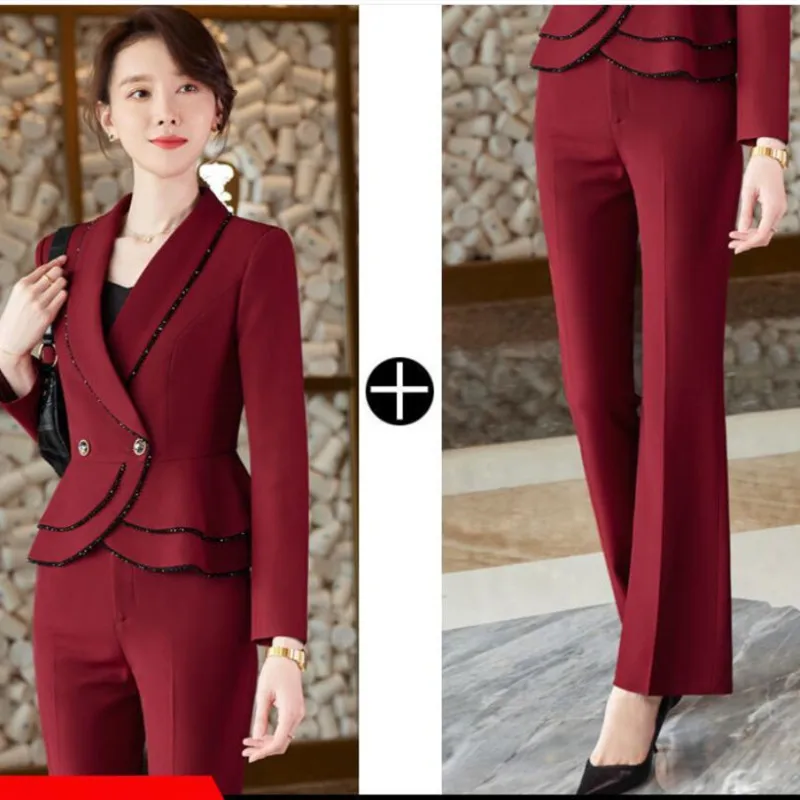 2022 Autumn New Casual Blazer Pants Suit Women Fashion Suit Trousers Two-piece Korean Elegant Professional Wear Female Clothing
