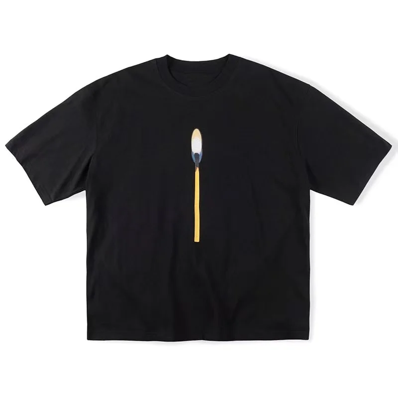 Летняя хлопковая черная футболка большого размера с коротким рукавом и принтом