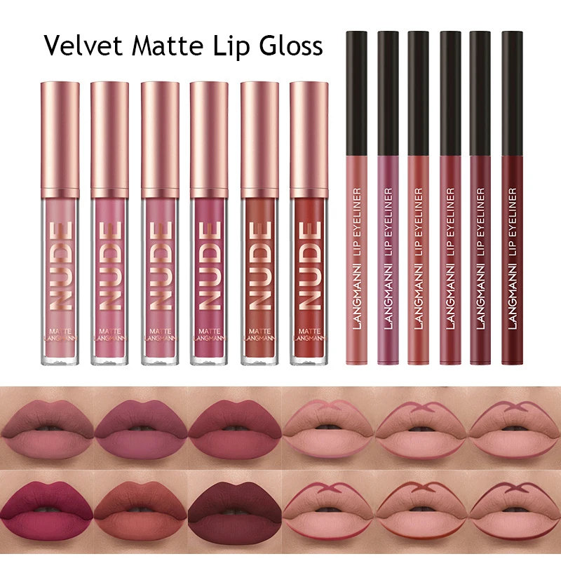 

Lipliner Lip Gloss Makeup Matte Lip Gloss Non-fading Long-lasting Waterproof Sexy Moisturizing 1PC Lip Gloss 1PC Lipliner