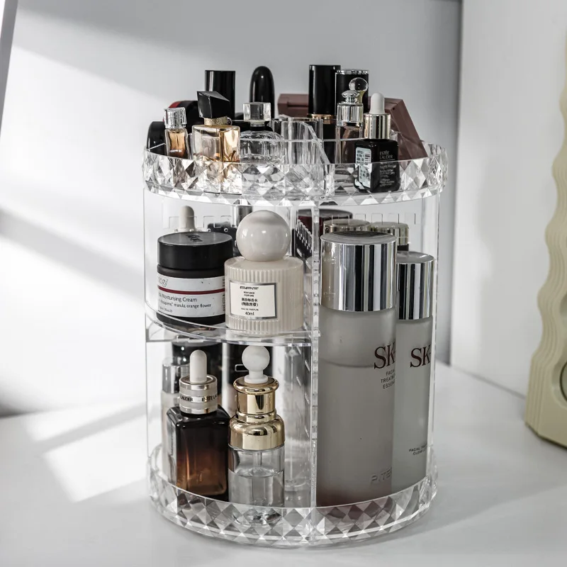Вращающийся органайзер для макияжа Регулируемая прочная вращающаяся полка