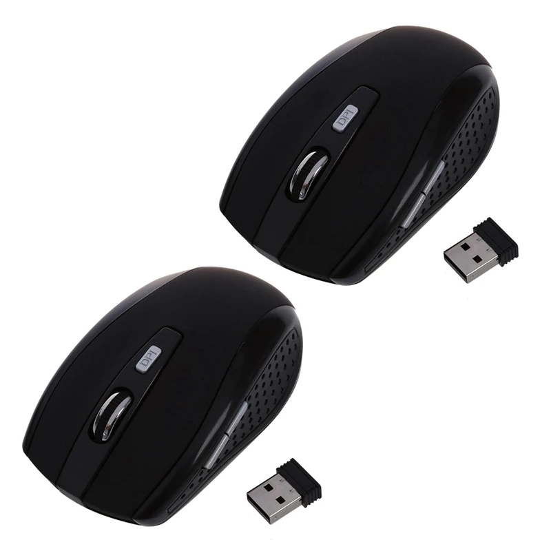 

2X 2,4 ГГц оптическая беспроводная мышь Беспроводная USB черная для ПК