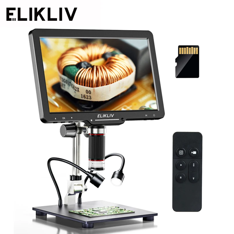 

Elikliv EDM501 10.1" HDMI Digital Microscope with 10.1" IPS Screen Electronic Video Soldering Microscopio 16MP Repair Tool 32GB