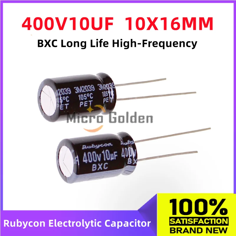 

(10pcs) Rubycon Imported Electrolytic Capacitor 400V10UF 10X16MM Japanese Ruby BXC Long Life High-Frequency capacitance 10UF400V