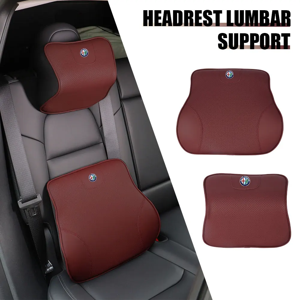 

Car Headrest Neck Pillow Support Rest Protector Waist Cushion For Alfa Romeo Giulia Quadrifoglio Spider MiTo Giulietta Stelvio