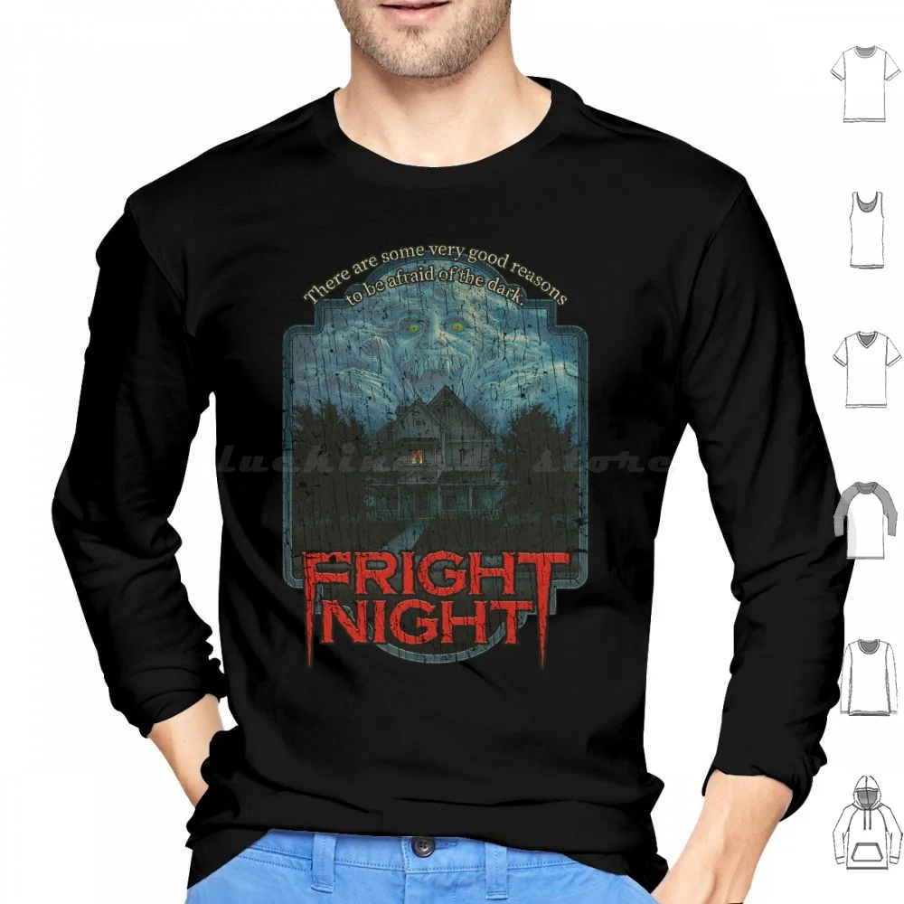 Толстовка с капюшоном Fright Night 1985 хлопковая длинным рукавом страшный веер