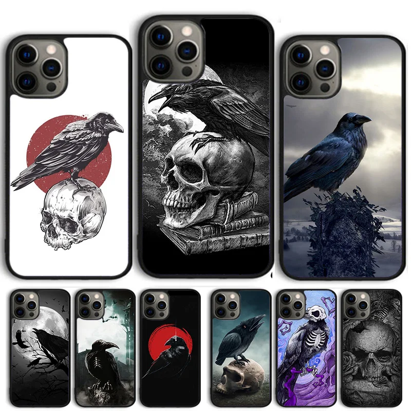 Raven Dark Crow Skull Coque Phone Case for iPhone 5 6 7 8 Plus XR XS for Apple 13 11 12 14 Mini Pro Max Back Cover Fundas Shell