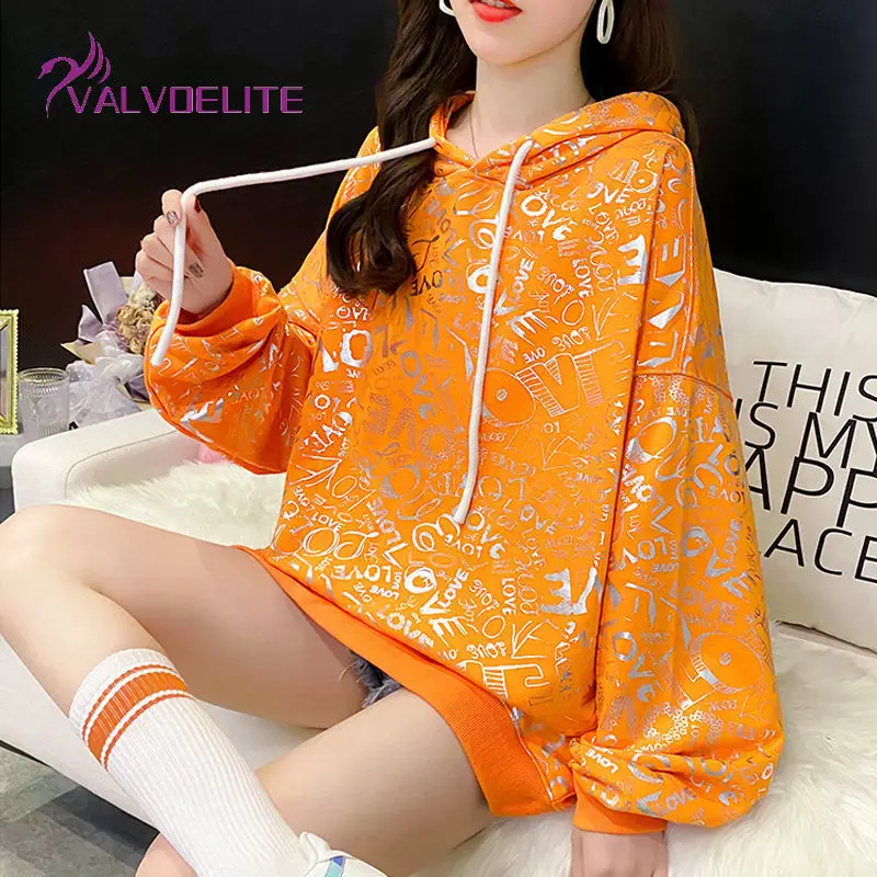 

2022 Spring Autumn New Woman Lazy Wind Hoodie Casual Fashion Thin Coat Korean Version Loose Long-sleeved Pullover Round Neck Top