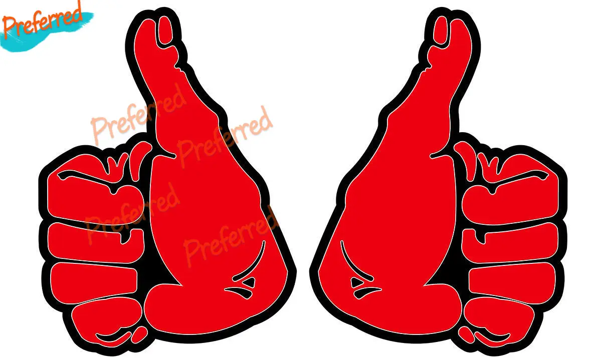 

2 THUMBS UP DECAL Various Colors 100MM High CONTOUR CUT LEFT & RIGHT Gloss Laminated
