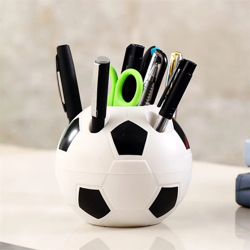 

Multifunctional Cute Football Shaped Pen Holder Durable Plastic Pencil Storage Rack Box Organizer Container Desktop Decor Gifts