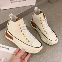 zapatos de mujer high top canvas shoes womens sneakers 2022 korean fashion platform sneakers lace up casual lady shoes women