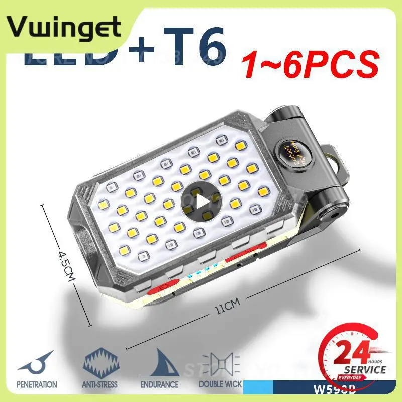 

1~6PCS Rechargeable COB Work Light Portable LED Flashlight Adjustable Waterproof Camping Lantern Magnet Design with Power