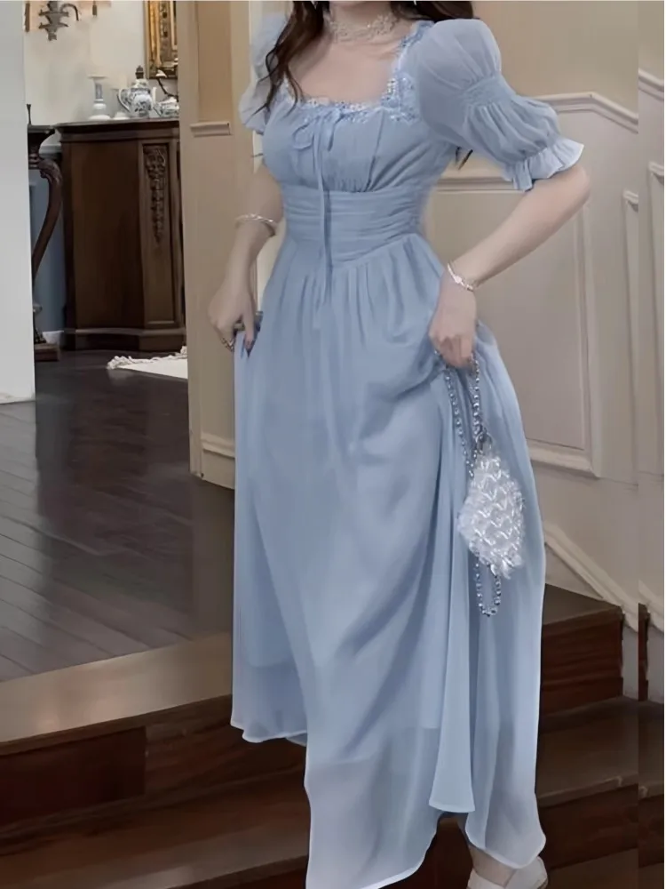Летние женские элегантные вечерние платья средней длины в стиле принцессы