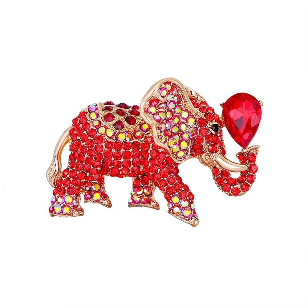 

Fashion Lucky Alloy Rhinestone Elephant Animal Brooch High Quality Jewelry Accessories Gift