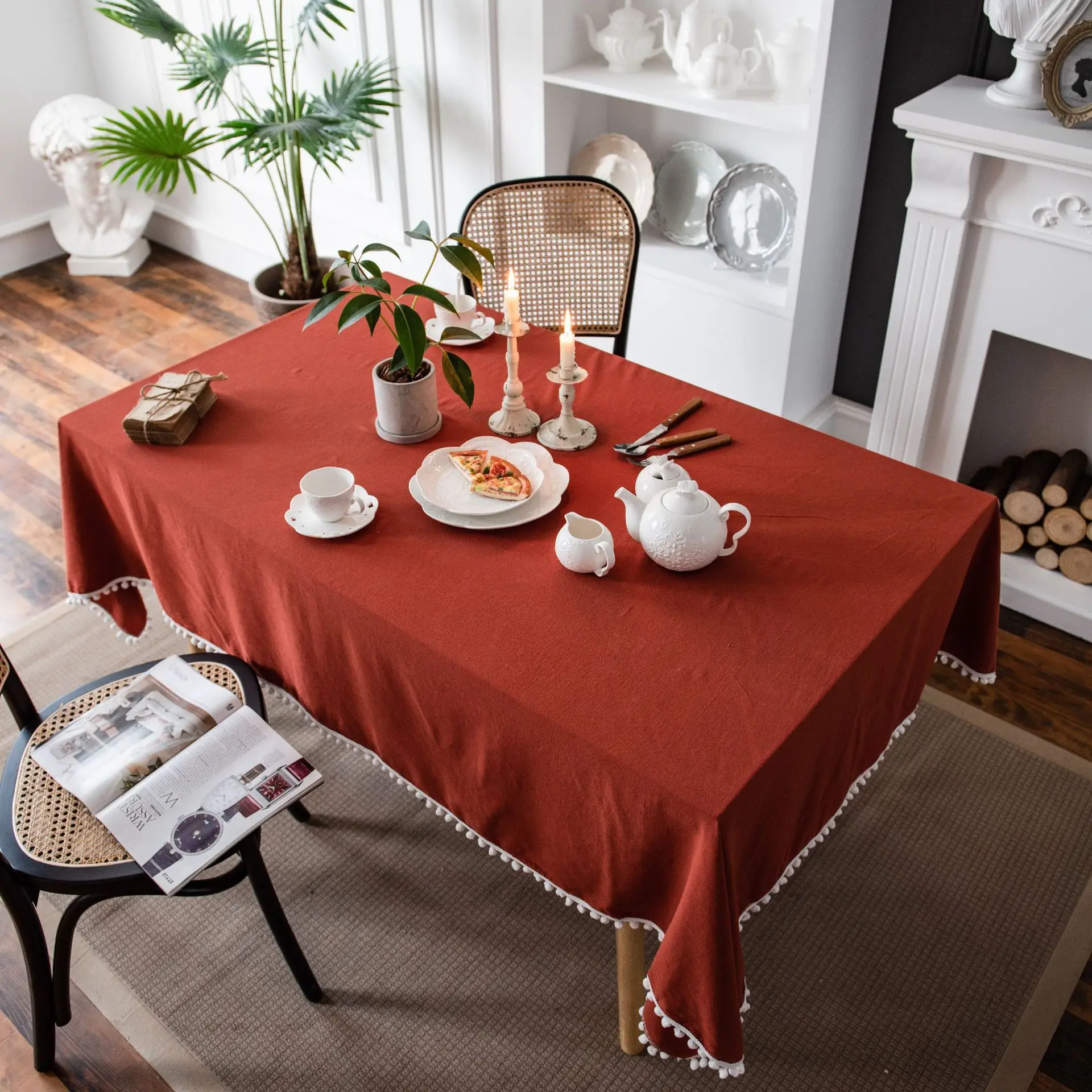 

Table cloth with long embroidery for setting up stalls and dining table cloth