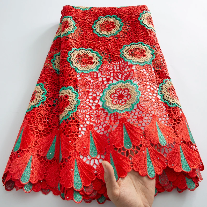 Французская Водорастворимая Кружевная Ткань В Африканском Стиле С Вышивкой