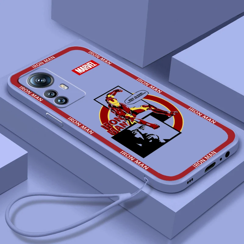 

Phone Case For Xiaomi Mi 13 12S 12 12X 12T 11i 11T 11 10 10S 10T Pro Lite Ultra 5G Marvel SpiderMan Iron Man Logo Liquid Rope