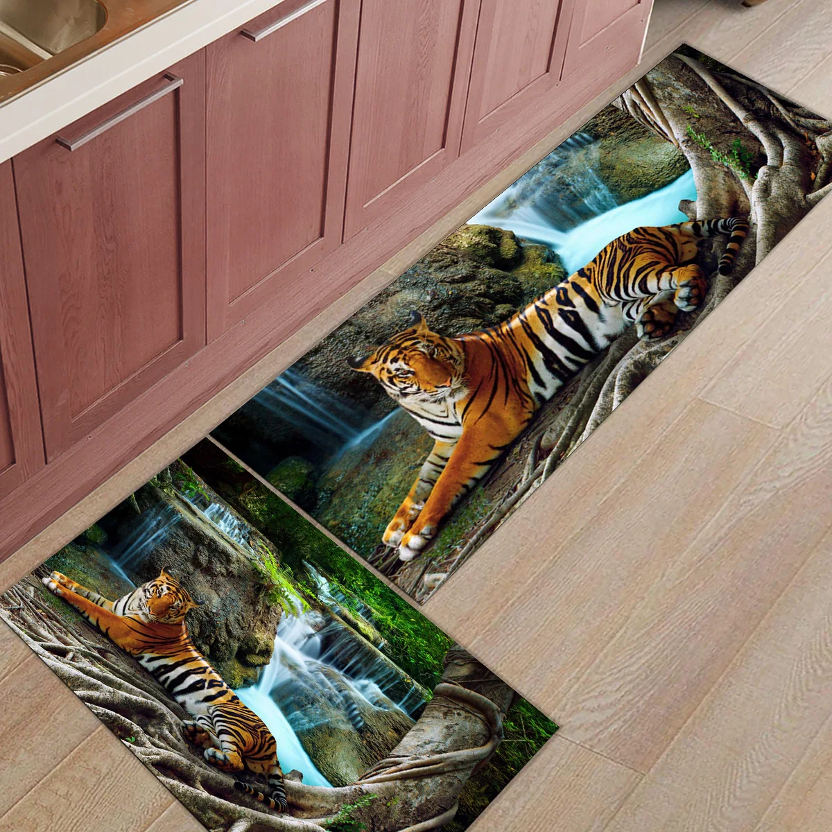 

Forest Animal Tiger Kitchen Mat Home Entrance Doormat Hallway Bedroom Living Room Decoration Floor Carpet Balcony Long Rug