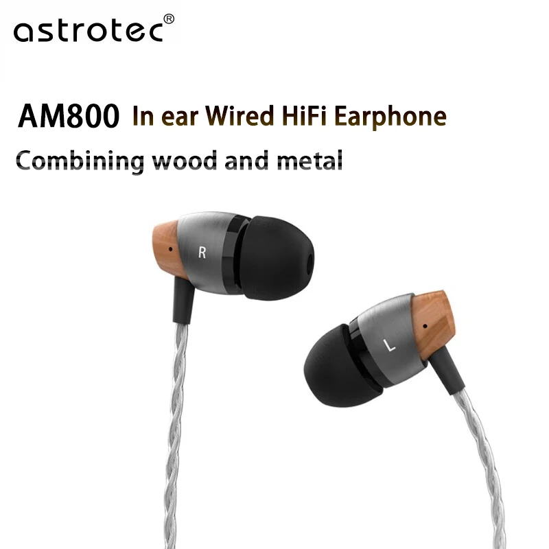 Фото Наушники-вкладыши Astrotec AM800 с 10-мм динамическим драйвером, HIFI, проводные, металлические и деревянные, для женского вокала, компактные, с комфортной посадкой №1