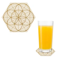 sacred geometry coasters wooden coasters for coffee table engraving pattern coaster protect furniture table decorations