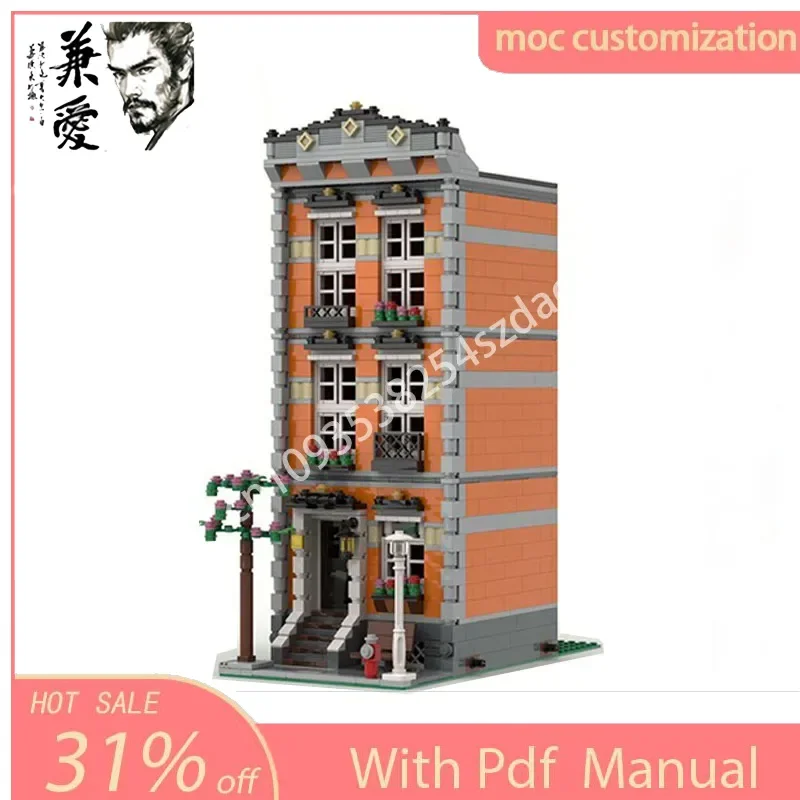 992 шт. Moc Orange Townhouse, модель архитектуры, строительные блоки, сделай сам, креативная сборка, развивающие кирпичи, игрушки, детские праздничные подарки (art.: 3920cc712b002) - 3920cc712b002