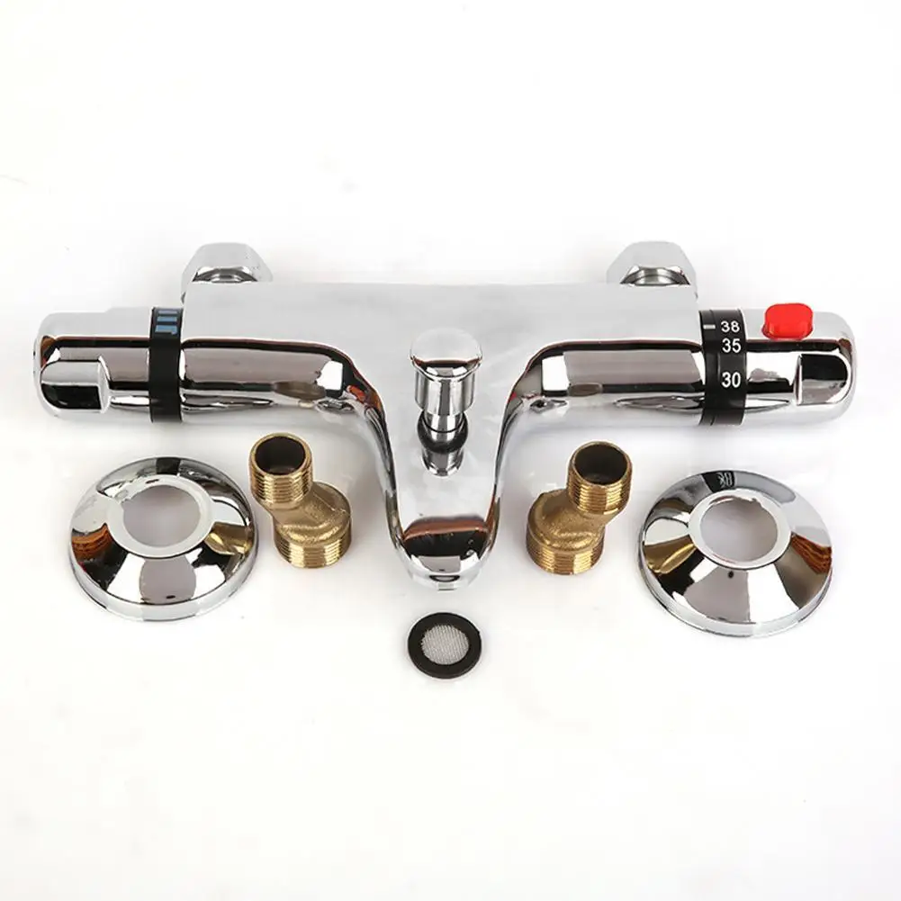 

Brass Thermostatic Kitchen Bathroom Concealed Mixer Shower Faucet Temperature Bottom Tap Control Outlet N3e5