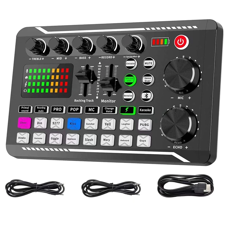 

Audio Mixer,Live Sound Card And Audio Interface With DJ Mixer Effects And Voice Changer,Podcast Production Studio