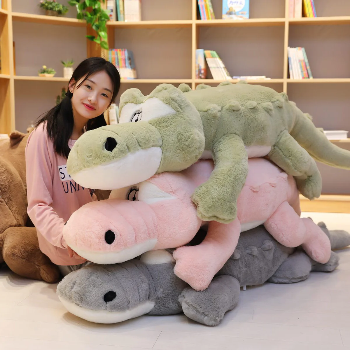 1 шт. 150 см большая Лежащая игрушка-крокодил мягкая игрушка-животное плюшевая