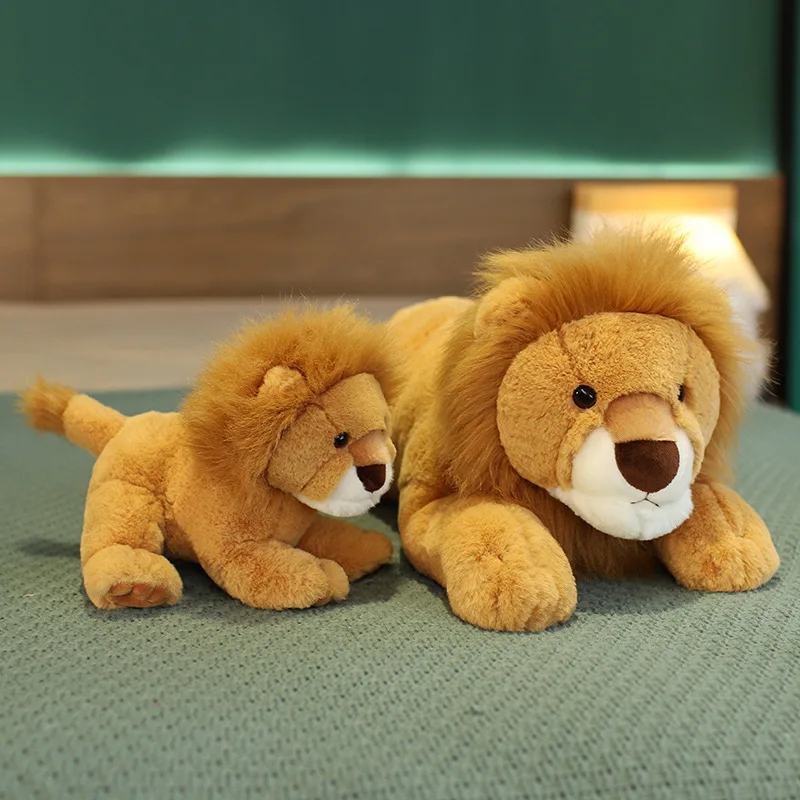 

23/53cm Simulation Lion Plush Toy Mom Baby Lifelike Animal Creative Pillow Room Decor Bed Cushion Sleeping Company Doll