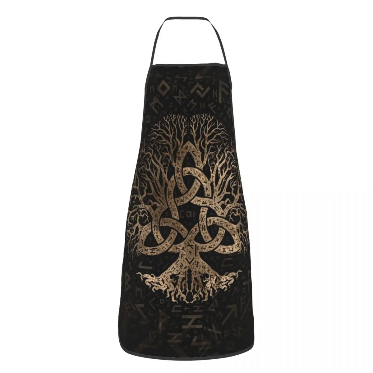 

Tree Of Life With Triquetra On Futhark Pattern Apron for Men Women Viking Adult Kitchen Chef Bib Tablier Cuisine Cooking Baking