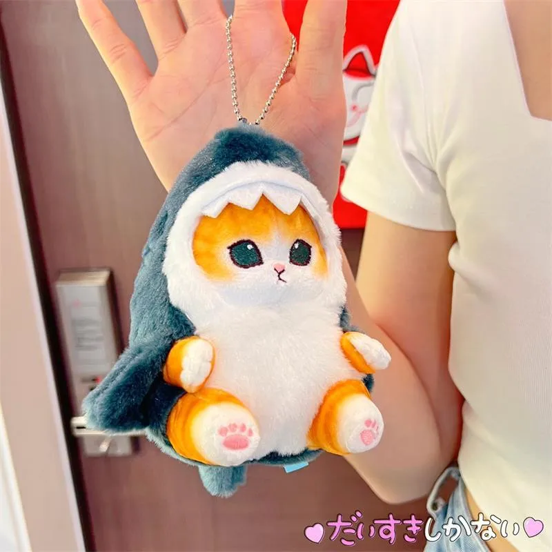 Kawaii Mofusand Anime Hobby Tempura Fried Shrimp Shark Cat Cartoon Cute Plush Doll Pendant Bag Pendant Gift for Girlfriend images - 6