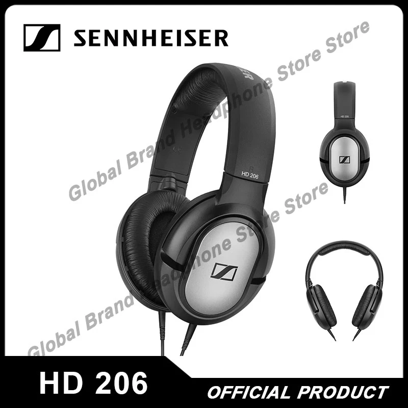 

Original Sennheiser HD 206 Closed-back Over Ear Headphones 3.5mm Wired Earphones Sports Gaming Headsets Stereo Deep Bass